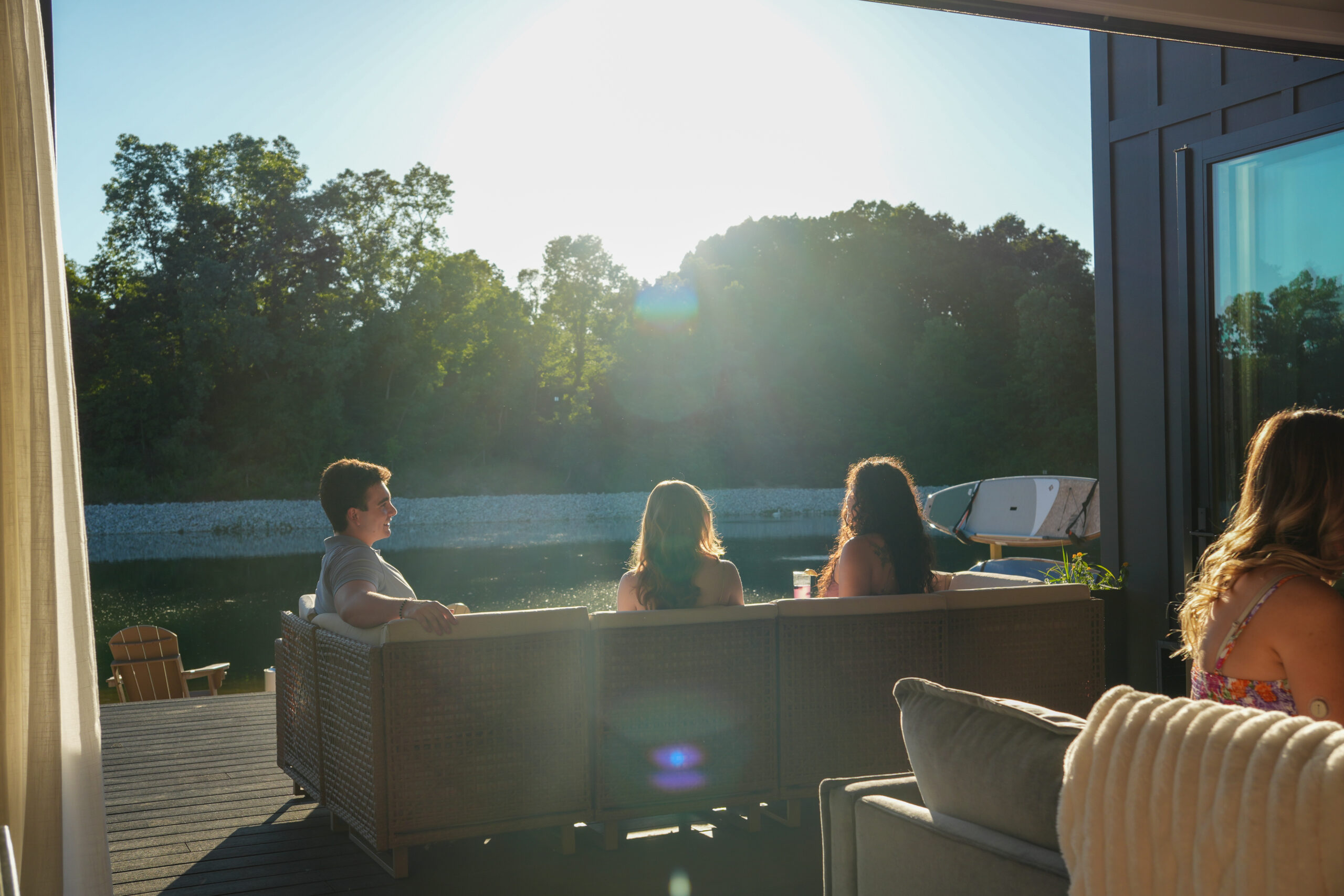 Mingling at sandblox resort for a wedding retreat